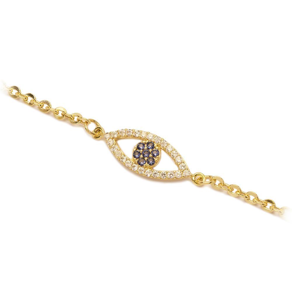 Pulseira  Olho Grego com Zirc�nia em Ouro 18 Kilates - 25036